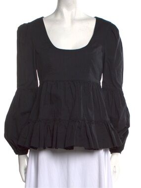 Cinq a sept black balloon sleeve bubble top
